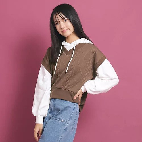 【ピンク ラテ/PINK-latte / KIDS】のフェイクレイヤードパーカー 人気、トレンドファッション・服の通販 founy(ファニー) 　ファッション　Fashion　キッズファッション　KIDS　おすすめ　Recommend　カラフル　Colorful　ガーリー　Girly　キャップ　Cap　シンプル　Simple　ジャカード　Jacquard　ストレッチ　Stretch　デニム　Denim　フレア　Flare　リュック　Ruck Sack　 other-1|ID: prp329100004238375 ipo3291000000029589083