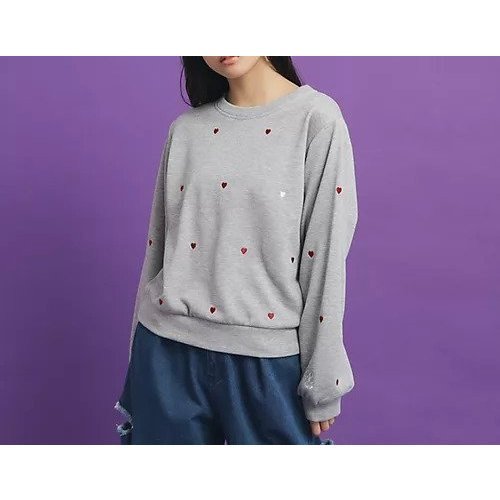 【ピンク ラテ/PINK-latte / KIDS】の総 刺繍ラメ裏毛トップス インテリア・キッズ・メンズ・レディースファッション・服の通販 founy(ファニー) 　ファッション　Fashion　キッズファッション　KIDS　トップス・カットソー　Tops/Tees/Kids　おすすめ　Recommend　スマート　Smart　グレー|ID: prp329100004239698 ipo3291000000029398273