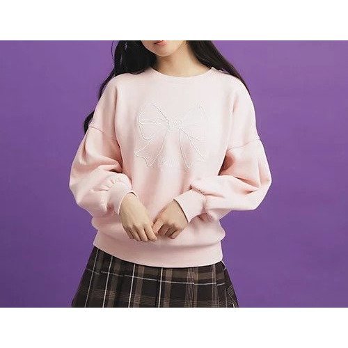 【ピンク ラテ/PINK-latte / KIDS】のリボン立体刺繍裏起毛プルオーバー インテリア・キッズ・メンズ・レディースファッション・服の通販 founy(ファニー) https://founy.com/ ファッション Fashion キッズファッション KIDS トップス・カットソー Tops/Tees/Kids シンプル Simple チェック Check デニム Denim トレンド Trend フィット Fit リボン Ribbon |ID: prp329100004239703 ipo3291000000029398293