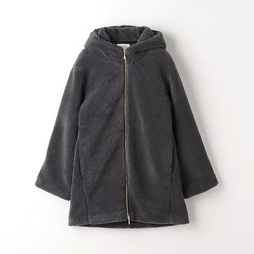 【グリーンレーベル リラクシング / ユナイテッドアローズ/green label relaxing / UNITED ARROWS】のボア フード コート インテリア・キッズ・メンズ・レディースファッション・服の通販 founy(ファニー) 　ファッション　Fashion　レディースファッション　WOMEN　アウター　Coat Outerwear　コート　Coats　エアリー　Airy　秋　Autumn/Fall　フロント　Front　プリーツ　Pleats　冬　Winter　おすすめ　Recommend　DK.GRAY|ID: prp329100004243392 ipo3291000000029435191