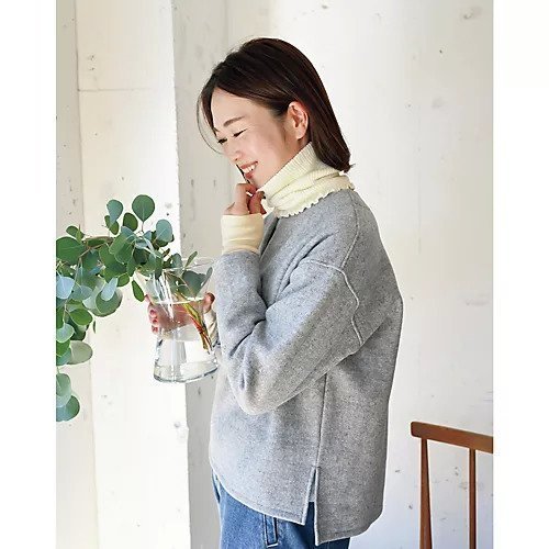 【アワーホーム/OURHOME】の【洗える】ウール混素材のキーネックプルオーバー 人気、トレンドファッション・服の通販 founy(ファニー) ファッション Fashion レディースファッション Fashion for Women トップス・カットソー Cut & Sew Tops カジュアルプルオーバー・ニットトップス Pullovers & Knit Tops / Casual Pullovers お家時間・ステイホーム Stay Home / At Home インナー Innerwear ショルダー Shoulder, Shoulder Strap スリット Slit, Slit Detail デニム Denim, Jeans Material ドロップ Drop Shoulder, Dropped Style バランス Balance, Style Balance 別注 Limited Edition, Custom Order 洗える Machine Washable other-3|ID: prp329100004250889 ipo3291000000035915388