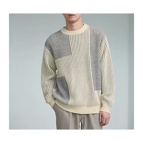 【グリーンレーベルリラクシング/green label relaxing / UNITED ARROWS / MEN】のヨリモク ブロック ジャカード クルーネック ニット インテリア・キッズ・メンズ・レディースファッション・服の通販 founy(ファニー) 　ファッション　Fashion　メンズファッション　MEN　アクリル　Acrylic　畦　Ridge　ジャカード　Jacquard　ブロック　Block　無地　Plain Color　おすすめ　Recommend　OFF WHITE|ID: prp329100004251001 ipo3291000000029502044