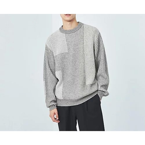 【グリーンレーベルリラクシング/green label relaxing / UNITED ARROWS / MEN】のヨリモク ブロック ジャカード クルーネック ニット インテリア・キッズ・メンズ・レディースファッション・服の通販 founy(ファニー) 　ファッション　Fashion　メンズファッション　MEN　アクリル　Acrylic　畦　Ridge　ジャカード　Jacquard　ブロック　Block　無地　Plain Color　おすすめ　Recommend　MD.GRAY|ID: prp329100004251001 ipo3291000000029502045