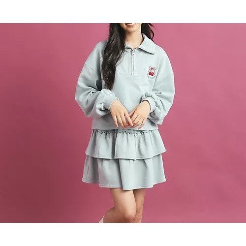 【ピンク ラテ/PINK-latte / KIDS】の【セットアイテム】ハーフジップ&フリルスカート 人気、トレンドファッション・服の通販 founy(ファニー) 　ファッション　Fashion　キッズファッション　KIDS　ガーリー　Girly　ショート　Short　シンプル　Simple　ジャケット　Jacket　スニーカー　Sneakers　デニム　Denim　ドレープ　Drape　フェミニン　Feminine　フリル　Frills　ポケット　Pocket　 other-1|ID: prp329100004251020 ipo3291000000029502120