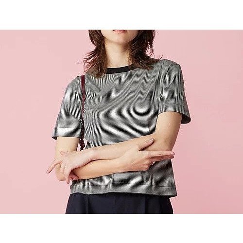 【スローン/SLOANE】の60/2コットン天竺 マイクロボーダーTシャツ 人気、トレンドファッション・服の通販 founy(ファニー) 　ファッション　Fashion　レディースファッション　Fashion for Women　トップス・カットソー　Cut & Sew Tops　シャツ・ブラウス・オフィスカジュアル　Elegant Blouses & Button-Ups　ロングTシャツ・Tシャツ　Longline T-Shirts & Tees　シルケット　Silket, Silky Cotton　ボーダー　Border, Stripe　モノトーン　Monotone, Black and White　 other-1|ID: prp329100004257511 ipo3291000000029569389