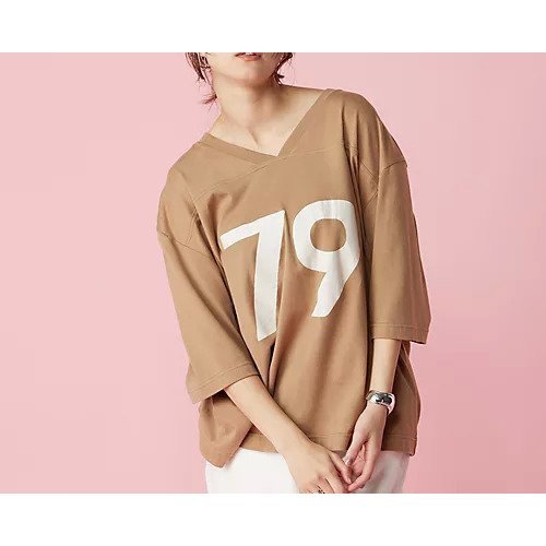 【ウーア/Uhr】の79 Football Tee インテリア・キッズ・メンズ・レディースファッション・服の通販 founy(ファニー) 　ファッション　Fashion　レディースファッション　Fashion for Women　フロント　Front, Front Design　Beige|ID: prp329100004257513 ipo3291000000032616875