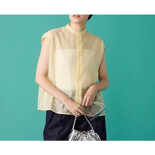 【ティッカ/TICCA】のドットエンブロイダリーフレンチシャツ インテリア・キッズ・メンズ・レディースファッション・服の通販 founy(ファニー) 　ファッション　Fashion　レディースファッション　Ladies' Fashion Online　トップス・カットソー　Tops/Tshirt　シャツ/ブラウス　Shirts/Blouses　エンブロイダリー　Embroidery　カッティング　Cutting　スリーブ　Sleeve　フレンチ　French　ボトム　Bottom　エレガント 上品　Elegant　洗える　Washable　イエロー|ID: prp329100004257573 ipo3291000000032675283