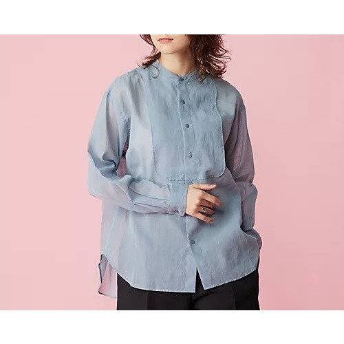 【オーシバル/ORCIVAL】のBAND COLLAR SHIRT インテリア・キッズ・メンズ・レディースファッション・服の通販 founy(ファニー) 　ファッション　Fashion　レディースファッション　WOMEN　トップス・カットソー　Tops/Tshirt　シャツ/ブラウス　Shirts/Blouses　クラシカル　Classical　シアー　Sheer　ドレス　Dress　バランス　Balance　フェミニン　Feminine　SAX|ID: prp329100004257577 ipo3291000000029569587