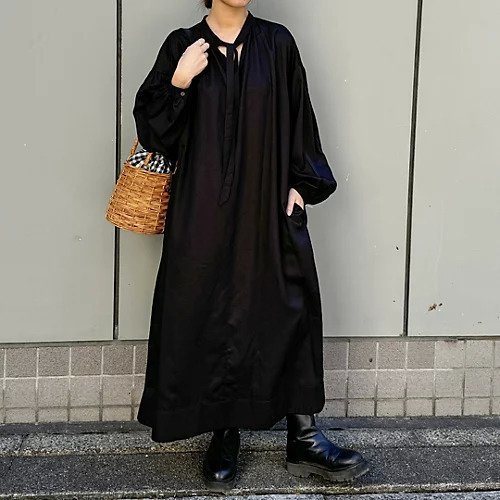 【トゥエルブクローゼット/12closet】の【洗える】リヨセルリネンバンドカラーワンピース 人気、トレンドファッション・服の通販 founy(ファニー) 　ファッション　Fashion　レディースファッション　Fashion for Women　ワンピース　Dresses　ドレープ　Drape, Draping Fabric　リボン　Ribbon, Bow　春　Spring　洗える　Machine Washable　other-2|ID: prp329100004257909 ipo3291000000031280983