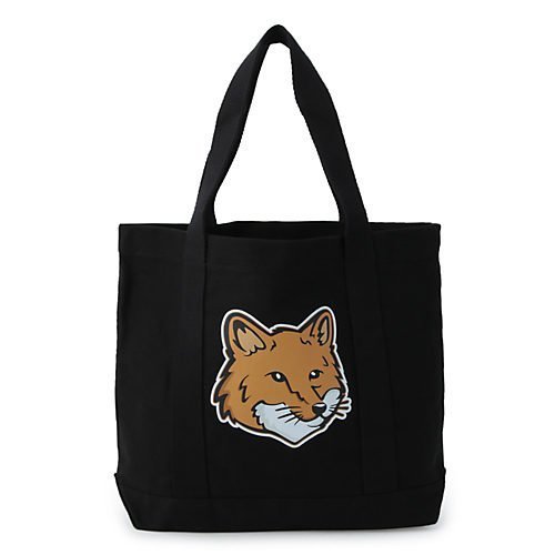 【メゾン キツネ/MAISON KITSUNE】のFOX HEAD TOTE BAG インテリア・キッズ・メンズ・レディースファッション・服の通販 founy(ファニー) 　ファッション　Fashion　レディースファッション　WOMEN　バッグ　Bag　キャンバス　Canvas　フォックス　Fox　ポケット　Pocket　BLACK|ID: prp329100004258006 ipo3291000000029570713