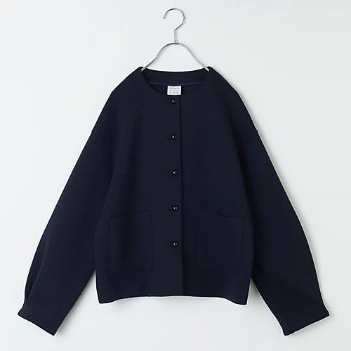 【トゥエルブクローゼット/12closet】の【12classe】【洗える】ダンボールノーカラージャケット インテリア・キッズ・メンズ・レディースファッション・服の通販 founy(ファニー) 　ファッション　Fashion　レディースファッション　WOMEN　アウター　Coat Outerwear　ジャケット　Jackets　ノーカラージャケット　No Collar Leather Jackets　オケージョン　Occasion　カットソー　Cut And Sew　ジャケット　Jacket　デニム　Denim　洗える　Washable　ネイビー|ID: prp329100004258312 ipo3291000000029572108