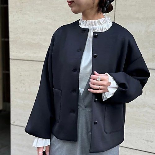 【トゥエルブクローゼット/12closet】の【12classe】【洗える】ダンボールノーカラージャケット 人気、トレンドファッション・服の通販 founy(ファニー) 　ファッション　Fashion　レディースファッション　WOMEN　アウター　Coat Outerwear　ジャケット　Jackets　ノーカラージャケット　No Collar Leather Jackets　ギャザー　Gather　ジャケット　Jacket　洗える　Washable　other-2|ID: prp329100004258312 ipo3291000000031941111