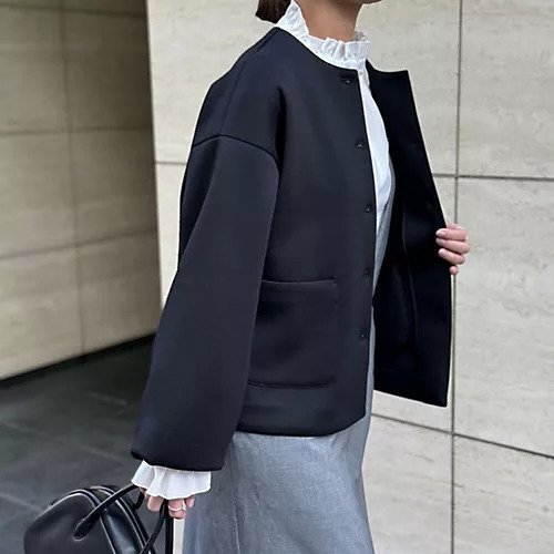 【トゥエルブクローゼット/12closet】の【12classe】【洗える】ダンボールノーカラージャケット 人気、トレンドファッション・服の通販 founy(ファニー) 　ファッション　Fashion　レディースファッション　WOMEN　アウター　Coat Outerwear　ジャケット　Jackets　ノーカラージャケット　No Collar Leather Jackets　ギャザー　Gather　ジャケット　Jacket　洗える　Washable　other-3|ID: prp329100004258312 ipo3291000000031941112