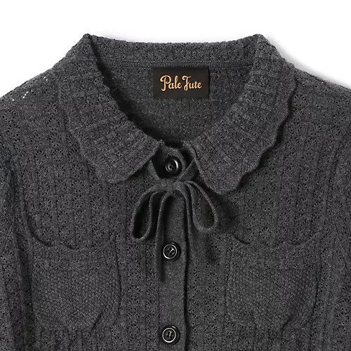 【ペールジュート/Pale Jute】のClassical lace knit cardigan II 人気、トレンドファッション・服の通販 founy(ファニー) 　ファッション　Fashion　レディースファッション　Fashion for Women　トップス・カットソー　Cut & Sew Tops　ニット　Knit Tops & Sweaters　カーディガン・羽織り　Layered Style Cardigans　なめらか　Smooth, Silky Texture　カーディガン　Cardigan, Knitwear　クラシック　Classic, Timeless Style　コンパクト　Compact, Small Size　バランス　Balance, Style Balance　ベルベット　Velvet, Velvety　リボン　Ribbon, Bow　レース　Lace, Lace Fabric　洗える　Machine Washable　羽織　Haori, Light Jacket　other-3|ID: prp329100004259199 ipo3291000000036032574