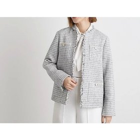 【グローブ/grove】のフリンジツイードジャケット 人気、トレンドファッション・服の通販 founy(ファニー) ファッション Fashion レディースファッション WOMEN アウター Coat Outerwear ジャケット Jackets クラシカル Classical シェイプ Shape ジャケット Jacket スマート Smart スリット Slit ツイード Tweed デニム Denim バランス Balance フリンジ Fringe ポケット Pocket ミックス Mix メタル Metal 無地 Plain Color おすすめ Recommend エレガント 上品 Elegant |ID:prp329100004262477