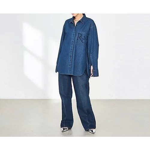 【リエミラー/Rie Miller】の【RM denim】刺繍入りビッグデニムシャツ 人気、トレンドファッション・服の通販 founy(ファニー) 　ファッション　Fashion　レディースファッション　Ladies' Fashion Online　トップス・カットソー　Tops/Tshirt　シャツ/ブラウス　Shirts/Blouses　2025年　2025　2025春夏・S/S　Ss,Spring/Summer,2025　おすすめ　Recommend　スリット　Slit　タイトスカート　Tight Skirt　デニム　Denim　ポケット　Pocket　ロング　Long　羽織　Haori　other-2|ID: prp329100004263831 ipo3291000000031712115