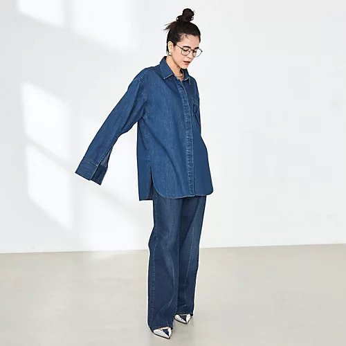 【リエミラー/Rie Miller】の【RM denim】刺繍入りビッグデニムシャツ 人気、トレンドファッション・服の通販 founy(ファニー) 　ファッション　Fashion　レディースファッション　Ladies' Fashion Online　トップス・カットソー　Tops/Tshirt　シャツ/ブラウス　Shirts/Blouses　2025年　2025　2025春夏・S/S　Ss,Spring/Summer,2025　おすすめ　Recommend　スリット　Slit　タイトスカート　Tight Skirt　デニム　Denim　ポケット　Pocket　ロング　Long　羽織　Haori　other-3|ID: prp329100004263831 ipo3291000000031712117