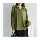 【スタイルデリ/STYLE DELI】のシボ入りガーゼ調V開きシャツ カーキ|ID: prp329100004267480 ipo3291000000035315031