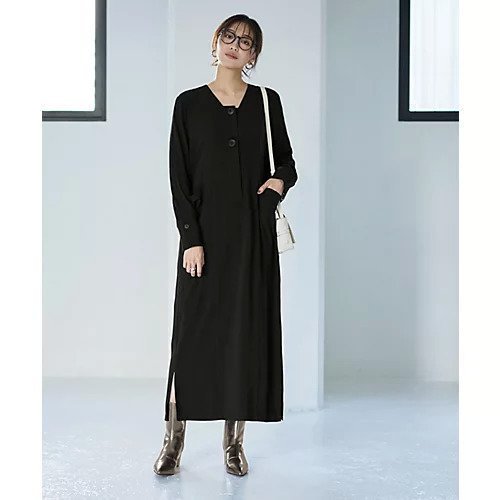【スタイルデリ/STYLE DELI】のフロント2ボタンジョーゼットワンピース 人気、トレンドファッション・服の通販 founy(ファニー) 　ファッション　Fashion　レディースファッション　Fashion for Women　ワンピース　Dresses　インナー　Innerwear　春　Spring　秋　Autumn　カーディガン　Cardigan, Knitwear　シューズ　Shoes, Footwear　ジャケット　Jacket, Outerwear　ジョーゼット　Georgette, Semi-Sheer Fabric　ストレッチ　Stretch, Stretchy Fabric　スニーカー　Sneakers, Trainers　スリット　Slit, Slit Detail　ソックス　Socks, Hosiery　タイツ　Tights, Legwear　タートルネック　Turtleneck, High Neck　デコルテ　Décolleté, Neckline　ドット　Polka Dot, Dot Pattern　台形　A-Line, Trapezoid Shape　定番　Standard, Basic Item　ネックレス　Necklace, Pendant Necklace　フラット　Flat, Flat Shoes　フロント　Front, Front Design　ボックス　Boxy, Box Shape　ポケット　Pocket, Pocket Detail　マーブル　Marble, Marble Pattern　ロング　Long, Long-Length　冬　Winter / This Winter　エレガント 上品　Elegant　other-2|ID: prp329100004267568 ipo3291000000033821436