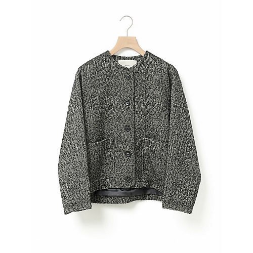 【ミディウミ/MidiUmi】のノーカラーショートジャケット 人気、トレンドファッション・服の通販 founy(ファニー) 　ファッション　Fashion　レディースファッション　WOMEN　アウター　Coat Outerwear　ジャケット　Jackets　コンパクト　Compact　ツイード　Tweed　今季　This Season　軽量　Lightweight　 other-1|ID: prp329100004267658 ipo3291000000029665699