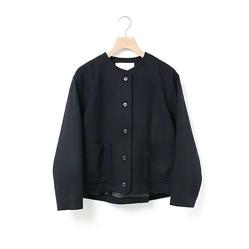 【ミディウミ/MidiUmi】のノーカラーショートジャケット インテリア・キッズ・メンズ・レディースファッション・服の通販 founy(ファニー) 　ファッション　Fashion　レディースファッション　WOMEN　アウター　Coat Outerwear　ジャケット　Jackets　コンパクト　Compact　ツイード　Tweed　今季　This Season　軽量　Lightweight　ネイビー|ID: prp329100004267658 ipo3291000000029665701