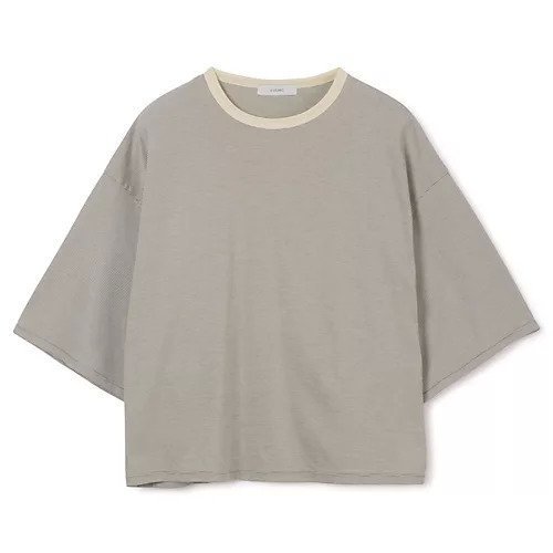 【スアデオ/suadeo】のボーダードロップショルダーワイドTシャツ インテリア・キッズ・メンズ・レディースファッション・服の通販 founy(ファニー) 　ファッション　Fashion　レディースファッション　WOMEN　トップス・カットソー　Tops/Tshirt　シャツ/ブラウス　Shirts/Blouses　ロング / Tシャツ　T-Shirts　ドレープ　Drape　エレガント 上品　Elegant　洗える　Washable　ベージュ&#215;カーキ|ID: prp329100004271336 ipo3291000000029679608