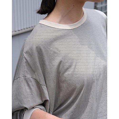 【スアデオ/suadeo】のボーダードロップショルダーワイドTシャツ 人気、トレンドファッション・服の通販 founy(ファニー) 　ファッション　Fashion　レディースファッション　Fashion for Women　トップス・カットソー　Cut & Sew Tops　シャツ・ブラウス・オフィスカジュアル　Elegant Blouses & Button-Ups　ロングTシャツ・Tシャツ　Longline T-Shirts & Tees　ドレープ　Drape, Draping Fabric　エレガント 上品　Elegant　洗える　Machine Washable　other-3|ID: prp329100004271336 ipo3291000000033603978