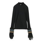 【トーガ プルラ/TOGA PULLA】のTricot jersey L/S 人気、トレンドファッション・服の通販 founy(ファニー) ファッション Fashion レディースファッション WOMEN カフス Cuffs チェック Check ハイネック High Neck ボーダー Border thumbnail black|ID: prp329100004271443 ipo3291000000029895773