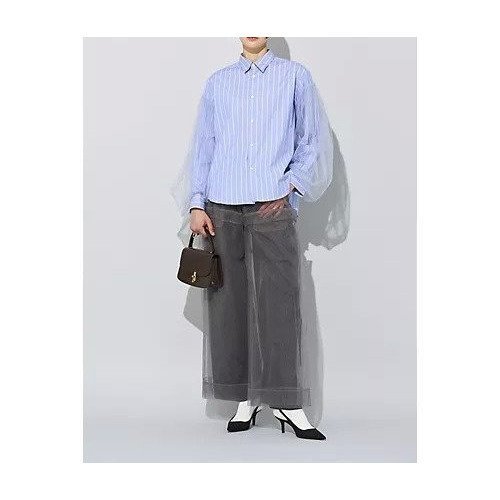 【チカ キサダ/CHIKA KISADA】のチュールスリーブシャツ 人気、トレンドファッション・服の通販 founy(ファニー) 　ファッション　Fashion　レディースファッション　Fashion for Women　トップス・カットソー　Cut & Sew Tops　シャツ・ブラウス・オフィスカジュアル　Elegant Blouses & Button-Ups　2025年　2025　2025春夏・S/S　Spring/Summer 2025 SS25　ストライプ　Stripe, Striped Pattern　チュール　Tulip, Tulip Motif　ドッキング　Docking, Mixed Material　ベーシック　Basic, Essential　定番　Standard, Basic Item　春　Spring　other-2|ID: prp329100004271502 ipo3291000000032524557