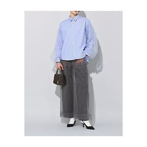 【チカ キサダ/CHIKA KISADA】のチュールスリーブシャツ 人気、トレンドファッション・服の通販 founy(ファニー) 　ファッション　Fashion　レディースファッション　Fashion for Women　トップス・カットソー　Cut & Sew Tops　シャツ・ブラウス・オフィスカジュアル　Elegant Blouses & Button-Ups　2025年　2025　2025春夏・S/S　Spring/Summer 2025 SS25　ストライプ　Stripe, Striped Pattern　チュール　Tulip, Tulip Motif　ドッキング　Docking, Mixed Material　ベーシック　Basic, Essential　定番　Standard, Basic Item　春　Spring　other-3|ID: prp329100004271502 ipo3291000000032524558