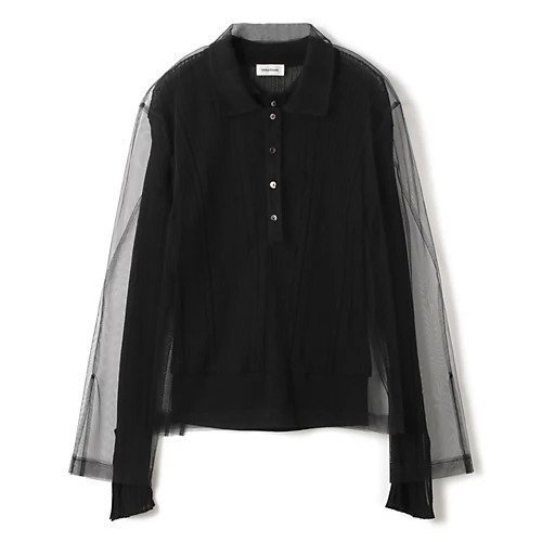 【チカ キサダ/CHIKA KISADA】のチュールポロニット 人気、トレンドファッション・服の通販 founy(ファニー) 　ファッション　Fashion　レディースファッション　WOMEN　トップス・カットソー　Tops/Tshirt　ニット　Knit Tops　2025年　2025　2025春夏・S/S　Ss,Spring/Summer,2025　エレガント 上品　Elegant　コンパクト　Compact　チュール　Tulle　メランジ　Melange　 other-1|ID: prp329100004271592 ipo3291000000031714984