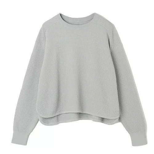 【イーバイエクラ/E by eclat】のコンパクトサーマルニット インテリア・キッズ・メンズ・レディースファッション・服の通販 founy(ファニー) 　ファッション　Fashion　レディースファッション　Fashion for Women　トップス・カットソー　Cut & Sew Tops　ニット　Knit Tops & Sweaters　サーマル　Thermal, Waffle Knit　バランス　Balance, Style Balance　ラウンド　Round, Round Neck　人気　Popular, Best Seller　洗える　Machine Washable　グレー|ID: prp329100004271594 ipo3291000000034766795