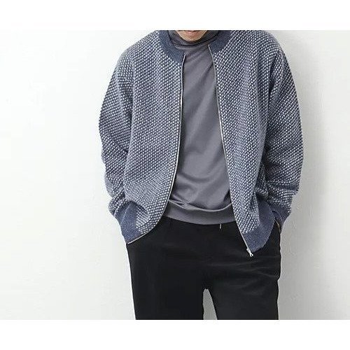 【ノーリーズ グッドマン/NOLLEY'S goodman / MEN】の【WORK ABOUT】ジャカード クルーネック ジップカーディガン 24AW インテリア・キッズ・メンズ・レディースファッション・服の通販 founy(ファニー) 　ファッション　Fashion　メンズファッション　MEN　2024年　2024　2024-2025秋冬・A/W　Aw/Autumn/Winter/Fw/Fall/2024-2025　おすすめ　Recommend　ジャカード　Jacquard　スラックス　Slacks　タートルネック　Turtleneck　デニム　Denim　リラックス　Relax　ワイド　Wide　ブルー|ID: prp329100004278026 ipo3291000000029710970