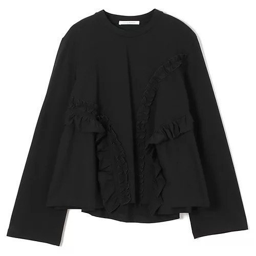 【セシリー バンセン/CECILIE BAHNSEN】のALVA T-SHIRT インテリア・キッズ・メンズ・レディースファッション・服の通販 founy(ファニー) 　ファッション　Fashion　レディースファッション　Ladies' Fashion Online　トップス・カットソー　Tops/Tshirt　シャツ/ブラウス　Shirts/Blouses　ロング / Tシャツ　T-Shirts　2025年　2025　2025春夏・S/S　Ss,Spring/Summer,2025　ギャザー　Gather　ジャージー　Jersey　ストレッチ　Stretch　フリル　Frills　洗える　Washable　BLACK|ID: prp329100004286231 ipo3291000000032524421