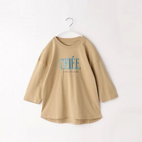 【ザ ショップ ティーケー/THE SHOP TK / KIDS】の【150-160】刺繍ロゴ七分Tシャツ インテリア・キッズ・メンズ・レディースファッション・服の通販 founy(ファニー) 　ファッション　Fashion　キッズファッション　KIDS　シンプル　Simple　ワイド　Wide　定番　Standard　ベージュ|ID: prp329100004286321 ipo3291000000029900771