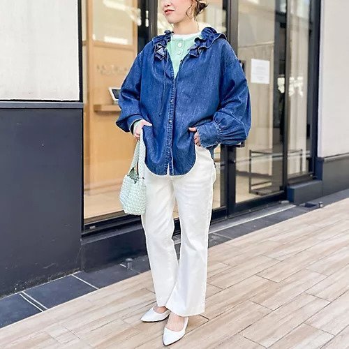 【リエミラー/Rie Miller】の【追加】【RM denim】フリルギャザーデニムブラウス 人気、トレンドファッション・服の通販 founy(ファニー) 　ファッション　Fashion　レディースファッション　Ladies' Fashion Online　トップス・カットソー　Tops/Tshirt　シャツ/ブラウス　Shirts/Blouses　2024年　2024　2024-2025秋冬・A/W　Aw/Autumn/Winter/Fw/Fall/2024-2025　おすすめ　Recommend　キャミソール　Camisole　ギャザー　Gather　スウェット　Sweat　タンク　Tank　デニム　Denim　フリル　Frills　夏　Summer　春　Spring　A/W・秋冬　Aw・Autumn/Winter・Fw・Fall-Winter　羽織　Haori　other-3|ID: prp329100004300495 ipo3291000000031299527