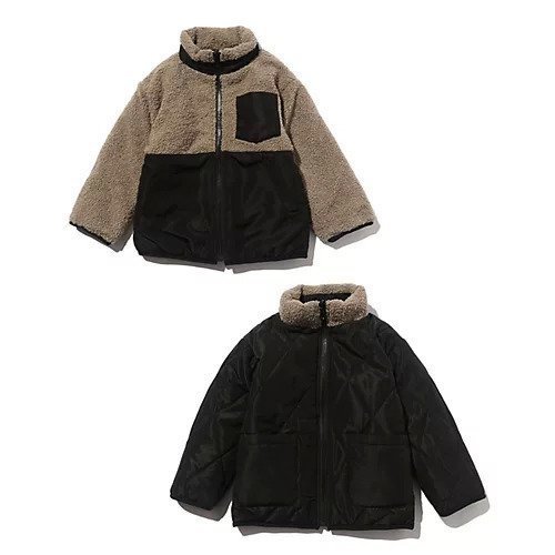 【シューラルー/SHOO LA RUE / KIDS】の【110-140cm/撥水/2WAY】キルト ボア リバーシブルブルゾン インテリア・キッズ・メンズ・レディースファッション・服の通販 founy(ファニー) 　ファッション　Fashion　キッズファッション　KIDS　ガーリー　Girly　キルト　Quilt　今季　This Season　切替　Switching　シンプル　Simple　スタンド　Stand　スマート　Smart　定番　Standard　ポケット　Pocket　マフラー　Scarf　リバーシブル　Reversible　ブラック|ID: prp329100004302818 ipo3291000000029831278