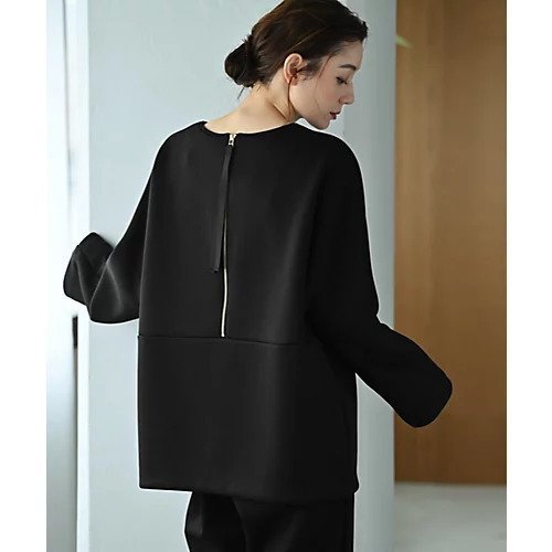【スタイルデリ/STYLE DELI】の【BLK001】背面ファスナー付きプルオーバー 人気、トレンドファッション・服の通販 founy(ファニー) 　ファッション　Fashion　レディースファッション　Fashion for Women　トップス・カットソー　Cut & Sew Tops　カジュアルプルオーバー・ニットトップス　Pullovers & Knit Tops / Casual Pullovers　カットソー　Cut and Sewn Top　スリット　Slit, Slit Detail　定番　Standard, Basic Item　おすすめ　Recommended / Our Picks　夏　Summer　旅行　Travel　エレガント 上品　Elegant　other-2|ID: prp329100004308326 ipo3291000000031299411