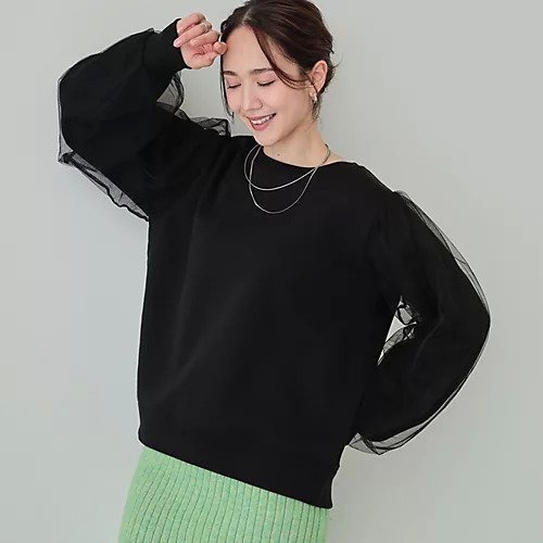 【シューラルー/SHOO LA RUE】の【SHOO WARM】裏起毛袖チュールスウェット 人気、トレンドファッション・服の通販 founy(ファニー) 　ファッション　Fashion　レディースファッション　WOMEN　トップス・カットソー　Tops/Tshirt　パーカ　Sweats　スウェット　Sweat　おすすめ　Recommend　スウェット　Sweat　ストレート　Straight　スマート　Smart　フェミニン　Feminine　プリーツ　Pleats　ボトム　Bottom　 other-1|ID: prp329100004308334 ipo3291000000029874619