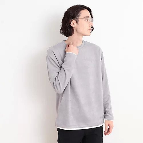 【ザ ショップ ティーケー/THE SHOP TK / MEN】のスウェードタッチフェイクレイヤードプルオーバー インテリア・キッズ・メンズ・レディースファッション・服の通販 founy(ファニー) 　ファッション　Fashion　メンズファッション　MEN　トップス・カットソー　Tops/Tshirt/Men　インナー　Inner　スウェード　Suede　スマート　Smart　エレガント 上品　Elegant　人気　Popularity　ライトグレー|ID: prp329100004310191 ipo3291000000029887367