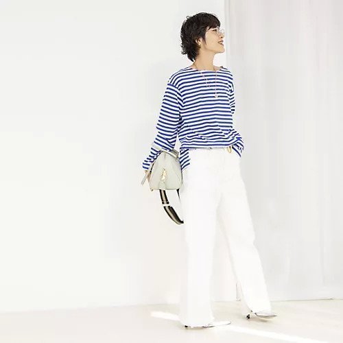 【リエミラー/Rie Miller】の《オールシーズン対応》GIZA COTTON天竺ボーダープルオーバーカットソー 人気、トレンドファッション・服の通販 founy(ファニー) 　ファッション　Fashion　レディースファッション　Fashion for Women　トップス・カットソー　Cut & Sew Tops　カジュアルプルオーバー・ニットトップス　Pullovers & Knit Tops / Casual Pullovers　カットソー・ベーシックTシャツ　Cut-and-Sewn Tops / Stretch Tees & Basics　2025年　2025　2025春夏・S/S　Spring/Summer 2025 SS25　ボックス　Boxy, Box Shape　ボーダー　Border, Stripe　ワイド　Wide, Wide Fit　エレガント 上品　Elegant　other-3|ID: prp329100004311733 ipo3291000000033526217