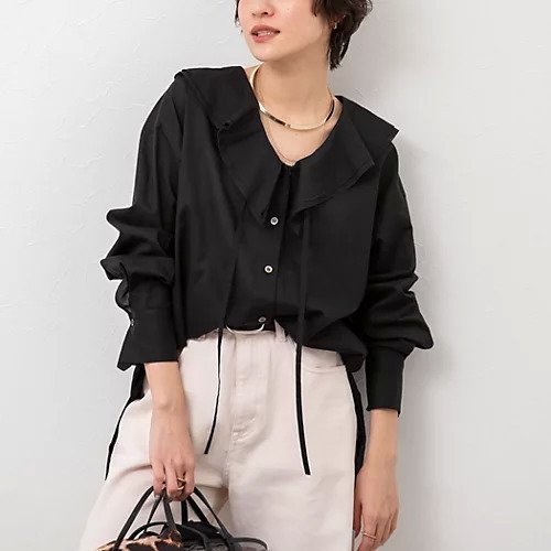 【ノーリーズ/NOLLEY'S】のラッフルカラーブラウス インテリア・キッズ・メンズ・レディースファッション・服の通販 founy(ファニー) 　ファッション　Fashion　レディースファッション　WOMEN　トップス・カットソー　Tops/Tshirt　シャツ/ブラウス　Shirts/Blouses　2025年　2025　2025春夏・S/S　Ss,Spring/Summer,2025　おすすめ　Recommend　カフス　Cuffs　カーディガン　Cardigan　キュプラ　Cupra　シルク　Silk　ジャケット　Jacket　ストライプ　Stripe　エレガント 上品　Elegant　夏　Summer　羽織　Haori　ブラック|ID: prp329100004311740 ipo3291000000030731797