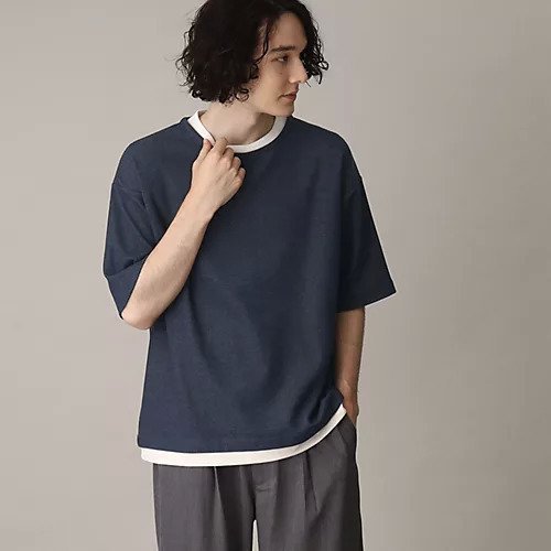 【ザ ショップ ティーケー/THE SHOP TK / MEN】のフェイクレイヤードインディゴライクプルオーバー インテリア・キッズ・メンズ・レディースファッション・服の通販 founy(ファニー) https://founy.com/ ファッション Fashion メンズファッション MEN トップス・カットソー Tops/Tshirt/Men インディゴ Indigo ラッセル Russell |ID: prp329100004311967 ipo3291000000029899100