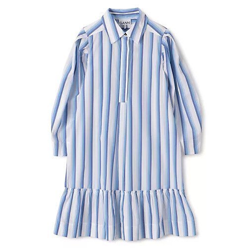 【ガニー/GANNI】のStripe Cotton Mini Shirt Dress インテリア・キッズ・メンズ・レディースファッション・服の通販 founy(ファニー) https://founy.com/ ファッション Fashion レディースファッション WOMEN トップス・カットソー Tops/Tshirt シャツ/ブラウス Shirts/Blouses ワンピース Dress ドレス Party Dresses 2024年 2024 2024春夏・S/S Ss,Spring/Summer,2024 ストライプ Stripe チュニック Tunic フリル Frills 洗える Washable |ID: prp329100004317419 ipo3291000000029942591