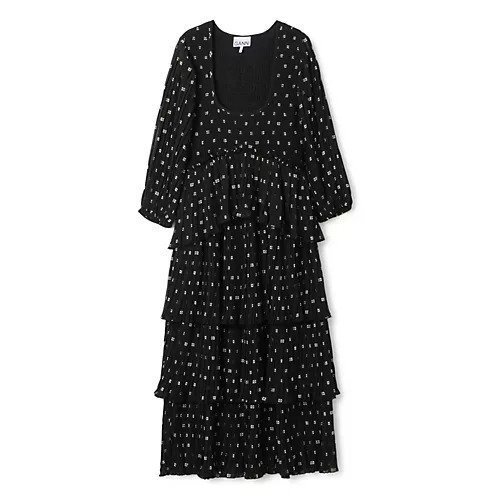 【ガニー/GANNI】のPleated Georgette Flounce Smock Midi Dress インテリア・キッズ・メンズ・レディースファッション・服の通販 founy(ファニー) https://founy.com/ ファッション Fashion レディースファッション WOMEN ワンピース Dress ドレス Party Dresses 2024年 2024 2024春夏・S/S Ss,Spring/Summer,2024 クラシカル Classical スモック Smock ティアード Tiered ドレス Dress バランス Balance プリーツ Pleats モチーフ Motif 洗える Washable |ID: prp329100004317451 ipo3291000000029942756