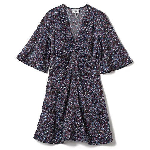 【ガニー/GANNI】のCrinkled Satin V-neck Mini Dress インテリア・キッズ・メンズ・レディースファッション・服の通販 founy(ファニー) https://founy.com/ ファッション Fashion レディースファッション WOMEN トップス・カットソー Tops/Tshirt Vネック V-Neck ワンピース Dress ドレス Party Dresses 2024年 2024 2024春夏・S/S Ss,Spring/Summer,2024 アクセサリー Accessories トレンド Trend ドレス Dress フラワー Flower プリント Print モダン Modern 今季 This Season 洗える Washable |ID: prp329100004317464 ipo3291000000029942802