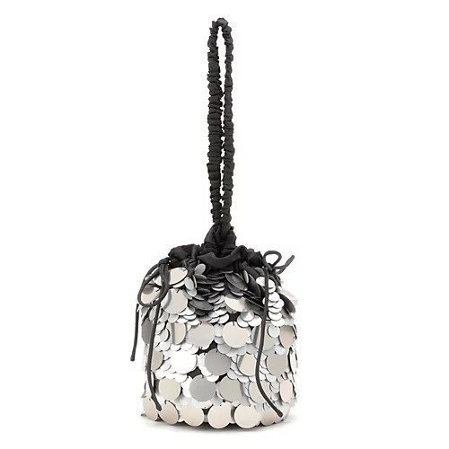 【マーレット/MERLETTE】のDeco Embellished Pouch インテリア・キッズ・メンズ・レディースファッション・服の通販 founy(ファニー) 　ファッション　Fashion　レディースファッション　Ladies' Fashion Online　ギャザー　Gather　スパンコール　Sequins　ドローコード　Draw Cord　リボン　Ribbon　巾着　Purse　Silver/Black Ba|ID: prp329100004319050 ipo3291000000032618282