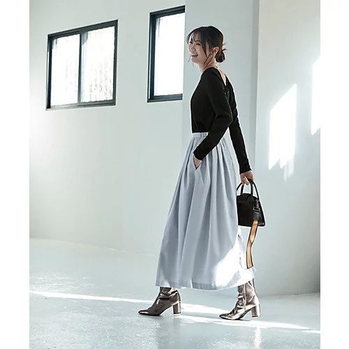 【スタイルデリ/STYLE DELI】の微光沢生地タックスカート 人気、トレンドファッション・服の通販 founy(ファニー) 　ファッション　Fashion　レディースファッション　WOMEN　スカート　Skirt　グログラン　Grosgrain　サテン　Satin　シューズ　Shoes　シルバー　Silver　シンプル　Simple　ジャケット　Jacket　スウェット　Sweat　スニーカー　Sneakers　スリット　Slit　バランス　Balance　パーカー　Hoodie　フラット　Flat　フレア　Flare　フロント　Front　ポケット　Pocket　ランダム　Random　ループ　Loop　ロング　Long　冬　Winter　夏　Summer　エレガント 上品　Elegant　other-3|ID: prp329100004322204 ipo3291000000031298871
