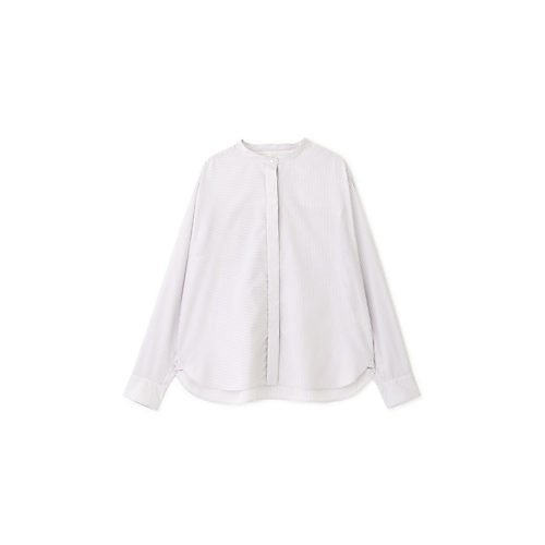 【ヒューマンウーマン/HUMAN WOMAN】のコットンロンストバンドカラーブラウス 人気、トレンドファッション・服の通販 founy(ファニー) 　ファッション　Fashion　レディースファッション　Fashion for Women　トップス・カットソー　Cut & Sew Tops　シャツ・ブラウス・オフィスカジュアル　Elegant Blouses & Button-Ups　おすすめ　Recommended / Our Picks　アシンメトリー　Asymmetrical Style　インナー　Innerwear　カーディガン　Cardigan, Knitwear　シンプル　Simple, Minimal　スタンダード　Standard, Basic　ストライプ　Stripe, Striped Pattern　ラベンダー　Lavender　other-2|ID: prp329100004326368 ipo3291000000031298727