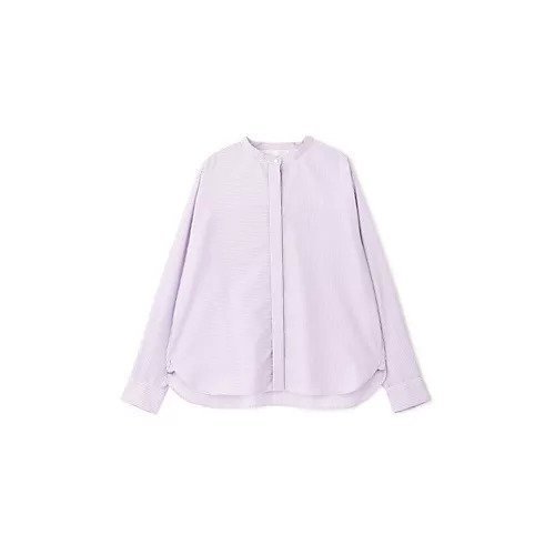 【ヒューマンウーマン/HUMAN WOMAN】のコットンロンストバンドカラーブラウス 人気、トレンドファッション・服の通販 founy(ファニー) 　ファッション　Fashion　レディースファッション　Fashion for Women　トップス・カットソー　Cut & Sew Tops　シャツ・ブラウス・オフィスカジュアル　Elegant Blouses & Button-Ups　おすすめ　Recommended / Our Picks　アシンメトリー　Asymmetrical Style　インナー　Innerwear　カーディガン　Cardigan, Knitwear　シンプル　Simple, Minimal　スタンダード　Standard, Basic　ストライプ　Stripe, Striped Pattern　ラベンダー　Lavender　other-3|ID: prp329100004326368 ipo3291000000031298729